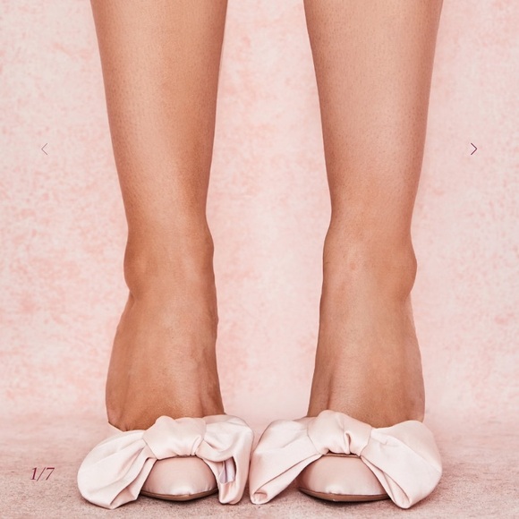 House of CB Beaubelle Blush Oversized Bow Mules - Picture 2 of 16